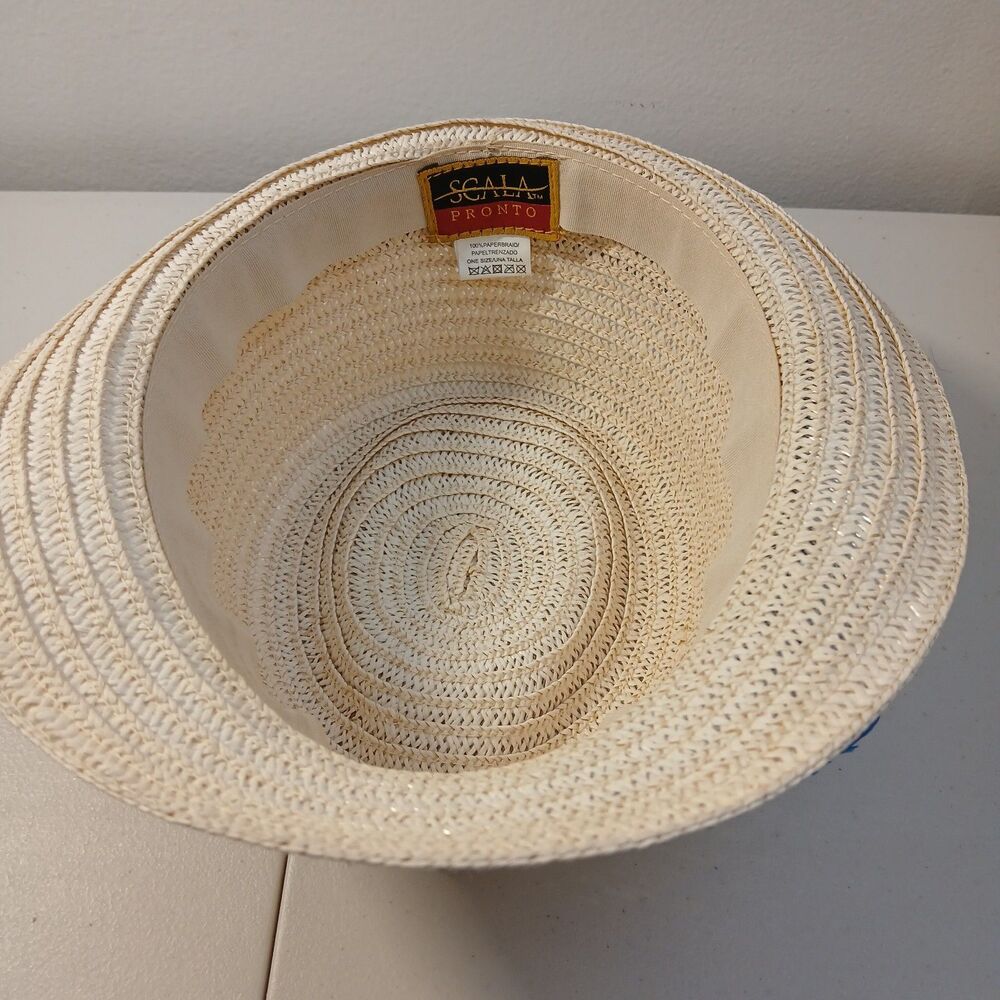 Scala Pronto Blue Bow Women’s Fedora Hat Straw Beach One Size - Picture 5 of 5